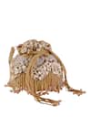 Nazaakat By Samara Singh_Gold Beads, Pearls, Tassels Shell And Embellished Potli Bag _at_Aza_Fashions