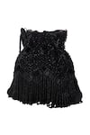 Nazaakat By Samara Singh_Black Beads, Sequins, Fringe Beaded Potli Bag With Detachable Handle _at_Aza_Fashions