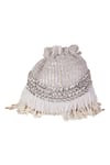 Shop_Nazaakat By Samara Singh_Silver Sequins, Beads, Pearls, Tassels And Embellished Potli Bag _Online_at_Aza_Fashions