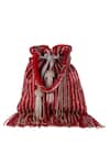 Buy_Nazaakat By Samara Singh_Red Beads, Tassels Beaded Stripe Potli Bag With _Online_at_Aza_Fashions