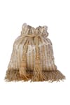 Shop_Nazaakat By Samara Singh_Gold Beads, Tassels, Fringe Beaded Potli Bag With And Detachable Handle _Online_at_Aza_Fashions