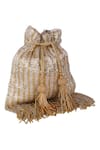 Nazaakat By Samara Singh_Gold Beads, Tassels, Fringe Beaded Potli Bag With And Detachable Handle _at_Aza_Fashions