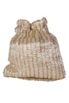 Buy_Nazaakat By Samara Singh_Gold Beads, Tassels, Fringe Beaded Potli Bag With And Detachable Handle 