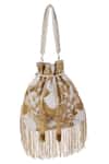 Shop_Nazaakat By Samara Singh_Gold Beads, Tassels, Fringe Beaded Abstract Pattern Potli Bag With _at_Aza_Fashions