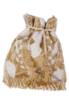 Buy_Nazaakat By Samara Singh_Gold Beads, Tassels, Fringe Beaded Abstract Pattern Potli Bag With 