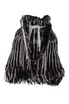 Nazaakat By Samara Singh_Black Beads, Sequins, Tassels Striped Beaded Potli Bag With _at_Aza_Fashions