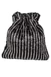 Buy_Nazaakat By Samara Singh_Black Beads, Sequins, Tassels Striped Beaded Potli Bag With 