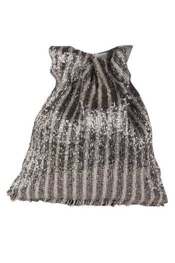 Buy_Nazaakat By Samara Singh_Silver Beads, Tassels, Fringe Beaded Striped Potli Bag With 