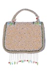 Shop_Nazaakat By Samara Singh_Multi Color Beads, Pearls, Stones, Tassels Beaded Embellished Flap Bag With 