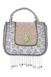 Nazaakat By Samara Singh_Multi Color Beads, Pearls, Stones, Tassels Beaded Embellished Flap Bag With _Online_at_Aza_Fashions