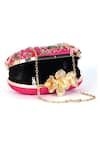 Buy_Nazaakat By Samara Singh_Pink Embroidery, Sequins, Pearls Floral Clutch With Detachable Handle _Online_at_Aza_Fashions