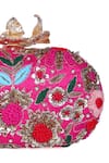 Buy_Nazaakat By Samara Singh_Pink Embroidery, Sequins, Pearls Floral Clutch With Detachable Handle _Online