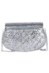 Nazaakat By Samara Singh_Silver Embossed Brass Clutch With Detachable Sling _Online_at_Aza_Fashions