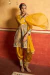 Tasuvure Indes Yellow Silk, Georgette Embroidery, Mirrors, Elizey Gara Kurta Salwar Set Online at Aza Fashions Tasuvure Indes_Yellow Silk, Georgette Embroidery, Mirrors, Elizey Gara Kurta Salwar Set _Online_at_Aza_Fashions