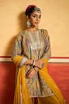 Shop Tasuvure Indes Yellow Silk, Georgette Embroidery, Mirrors, Elizey Gara Kurta Salwar Set Shop_Tasuvure Indes_Yellow Silk, Georgette Embroidery, Mirrors, Elizey Gara Kurta Salwar Set