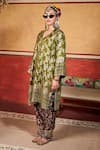 Buy_Tasuvure Indes_Green Brocade, Silk Embroidery, Sequins, Banarasi Begum Woven Kurta And Pant Set _Online_at_Aza_Fashions
