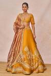 Buy_Masaba_Orange Silk, Tissue Embroidery, Zari, The Dil Lubhata 12 Kalis Lehenga Set _at_Aza_Fashions