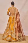 Masaba_Orange Silk, Tissue Embroidery, Zari, The Dil Lubhata 12 Kalis Lehenga Set _Online_at_Aza_Fashions
