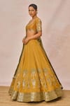 Shop_Masaba_Yellow Tissue Embroidery, Stones, Beads, The Ajnabi Ehsaas 18 Kalis Lehenga Set _Online_at_Aza_Fashions