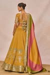 Masaba_Yellow Tissue Embroidery, Stones, Beads, The Ajnabi Ehsaas 18 Kalis Lehenga Set _at_Aza_Fashions