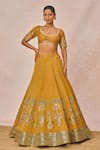 Buy_Masaba_Yellow Tissue Embroidery, Stones, Beads, The Ajnabi Ehsaas 18 Kalis Lehenga Set 