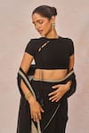 Masaba_Black Georgette, Crepe Embroidery, Sequins, Aankhon Ka Paigam Saree With Blouse _Online_at_Aza_Fashions