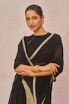 Buy_Masaba_Black Georgette, Crepe Embroidery, Sequins, Aankhon Ka Paigam Saree With Blouse _Online_at_Aza_Fashions