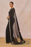 Shop_Masaba_Black Georgette, Crepe Embroidery, Sequins, Aankhon Ka Paigam Saree With Blouse _Online_at_Aza_Fashions