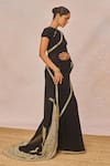 Masaba_Black Georgette, Crepe Embroidery, Sequins, Aankhon Ka Paigam Saree With Blouse _at_Aza_Fashions
