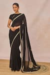Buy_Masaba_Black Georgette, Crepe Embroidery, Sequins, Aankhon Ka Paigam Saree With Blouse _at_Aza_Fashions