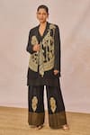 Buy_Masaba_Black Silk Embroidery, Sequins, Patchwork The Aankho Ka Paigam Blazer Kurta Set _at_Aza_Fashions