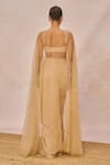 Shop_Masaba_Beige Crepe Round Neck, Tera Khayal Embellished Cape Draped Skirt Set _at_Aza_Fashions