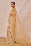 Buy_Masaba_Beige Crepe Round Neck, Tera Khayal Embellished Cape Draped Skirt Set _Online_at_Aza_Fashions