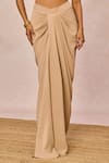 Shop_Masaba_Beige Crepe Round Neck, Tera Khayal Embellished Cape Draped Skirt Set _Online_at_Aza_Fashions