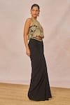 Buy_Masaba_Black Tulle, Crepe Embroidery, Cut Work Ajnabi Ehsaas Top Draped Skirt Set _Online_at_Aza_Fashions