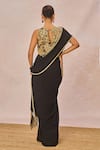 Shop_Masaba_Black Tulle, Crepe Embroidery, Cut Work Ajnabi Ehsaas Top Draped Skirt Set _at_Aza_Fashions