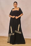 Buy_Masaba_Black Crepe Embroidery, Metallic Thread, Pyaar Ke Charche Gown With Stole _at_Aza_Fashions
