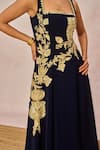 Masaba_Navy Crepe Embroidery, Sequins Square Neck Dil Jaanta Hai Gown _at_Aza_Fashions