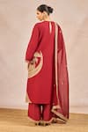 Shop_Masaba_Red Silk, Organza Embroidery, Metallic Thread Round Lal Chaand Kinara Kurta Set _at_Aza_Fashions