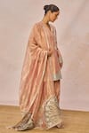 Masaba_Pink Tissue Embroidery, Patchwork, Zari, Sequins V-neck Chandni Kurta Set _Online_at_Aza_Fashions