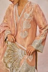 Buy_Masaba_Pink Tissue Embroidery, Patchwork, Zari, Sequins V-neck Chandni Kurta Set _Online_at_Aza_Fashions