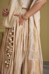 Vaaya_Gold Chanderi Silk Gota Patti, Tassels Crushed Lehenga _at_Aza_Fashions