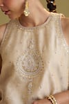 Buy_Vaaya_Gold Chanderi, Silk Gota Patti, Sequins, Zari, Tissue And Zardozi Handwork Tunic _Online_at_Aza_Fashions