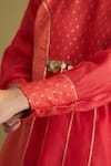 Vaaya_Red Silk, Chanderi, Brocade Gota Patti, Metallic Thread Round And Banarasi Tunic _Online_at_Aza_Fashions