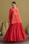 Buy_Vaaya_Red Chanderi Gota Patti, Tassels Crushed Mul Handwork Lehenga _Online_at_Aza_Fashions