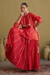 Shop_Vaaya_Red Chanderi Gota Patti, Tassels Crushed Mul Handwork Lehenga _Online_at_Aza_Fashions