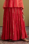 Vaaya_Red Chanderi Gota Patti, Tassels Crushed Mul Handwork Lehenga _at_Aza_Fashions
