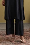 Buy_Vaaya_Black Handloom Cotton, Silk Round Neck Handwoven Tunic And Pant Set _Online_at_Aza_Fashions