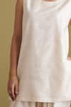 Vaaya_Ivory Silk Round Neck Mulberry Sleeveless Tunic With Pant _Online_at_Aza_Fashions
