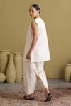 Shop_Vaaya_Ivory Silk Round Neck Mulberry Sleeveless Tunic With Pant _at_Aza_Fashions